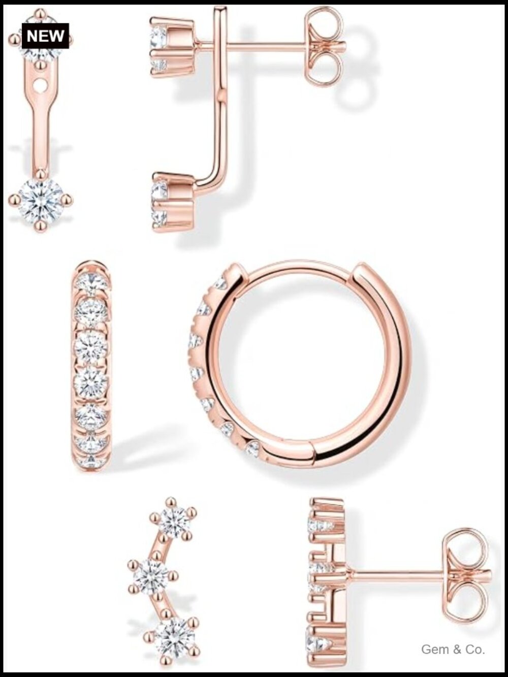 3 Pairs Dainty Small Earrings Set Gold Plated Hypoallergenic Earring Jacket